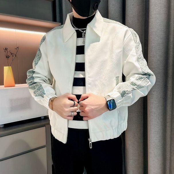 High End Stand Up Collar Long Sleeved Jacket For Men, Brand Jacket, 2025 Spring Autumn Trendy And Cool Men's Top_viptrois.com