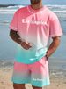 Los Angeles Style Printed Casual Set Men's Summer Outfit Beach Party Outdoor Streetwear Two-Piece_viptrois.com