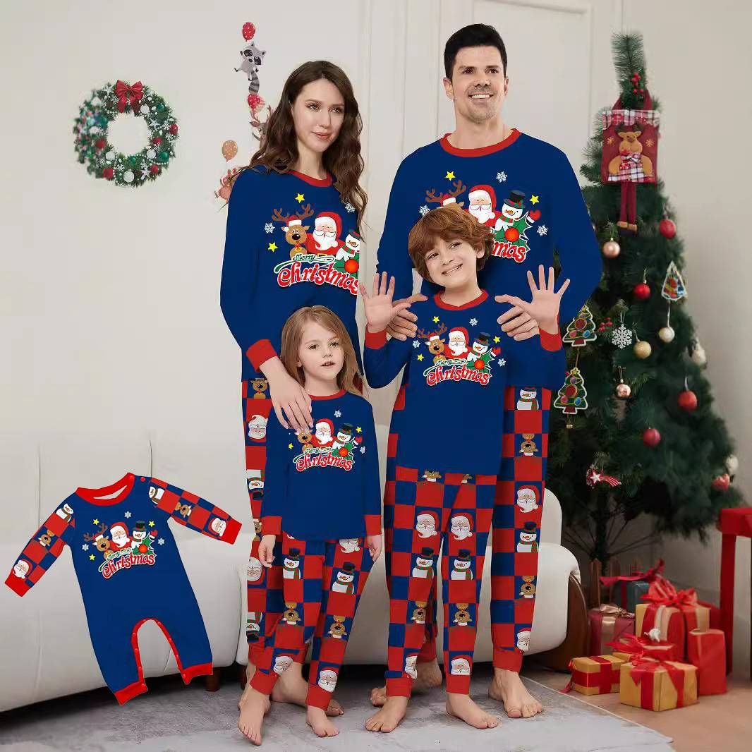 Family Christmas clothing Home pyjamas Christmas print long sleeve set Pyjamas_viptrois.com