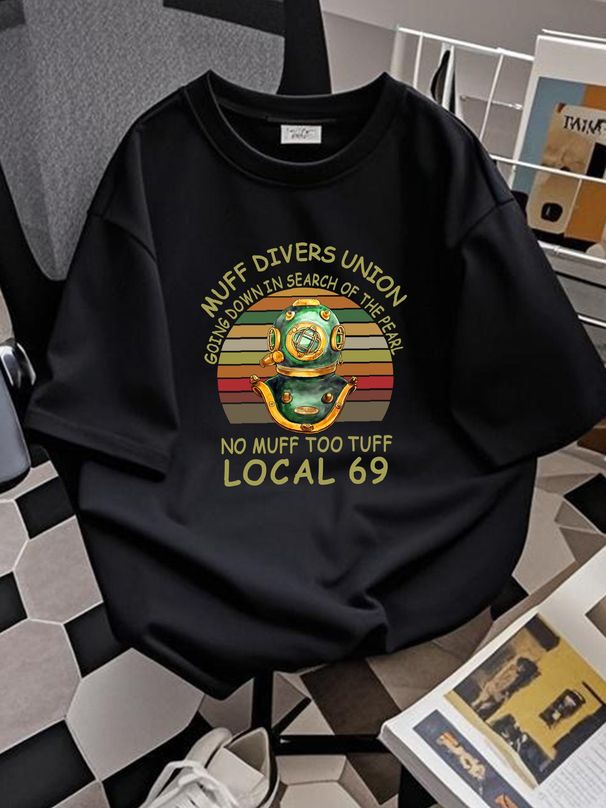 Divers Union Going Down In Search Of The Pearl No Muff Too Tuff Tee Retro Versatile Streetwear Top For Everyday Wear Breathable Summer Comfortable_viptrois.com
