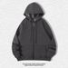 Huamian Solid Color Zipper Hooded Cardigan Spring Autumn Men And Women Plus Velvet Sweatshirt Loose Shoulder Coat_viptrois.com