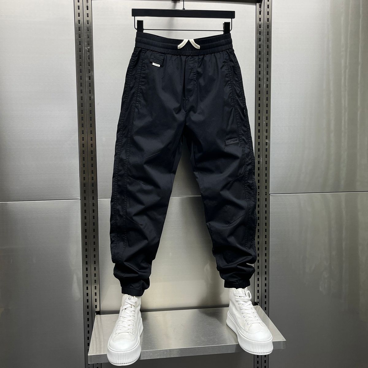 Men's Clothing European Style Casual Green Pants Spring/Summer Trendy Korean Slim Fit Long Trousers With Spliced Cuffs Jogger Leg_viptrois.com