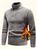 Men's Fleece-Lined Half-Zip Sweater – Warm Stand Collar Knitwear For Autumn & Winter (Dark Gray/Light Gray/Brown/Burgundy, M-3XL)_viptrois.com