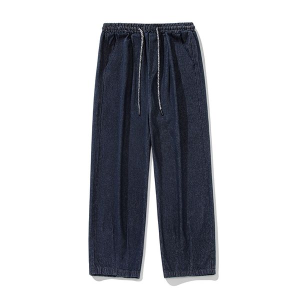 Men's Clothing Denim Retro Jeans For Men, New Spring Models, Pleated Design At The Bottom, American Loose Style, Personality Waist Rope Trousers_viptrois.com