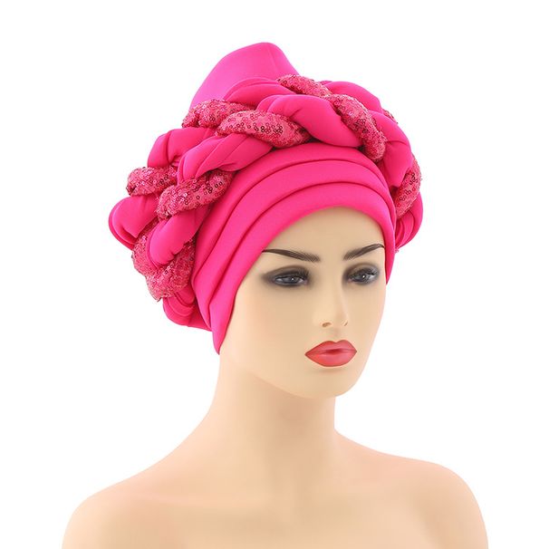New Space Layer Color Matching Sequin Twist Turban Hat Fashion Exaggerated Ball Turban Hat_viptrois.com