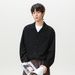Monochrome Man- Velvet Feel Cuban Collar Long Sleeve Autumn Vintage Old Money Style Textured Shirt Oversized Jacket Q_viptrois.com