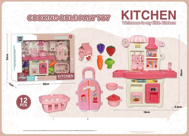 Mother & Kids Interactive Pretend Play Kitchen Set With Doll & Accessories – Blue/Pink Toy For Kids Role Play & Imagination Development_viptrois.com