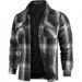Men's Oversized Flannel Shirt Jacket – Winter Cotton-Filled Plaid Coat With Button Front & Chest Pockets (Black/Blue/Green Check)_viptrois.com