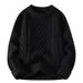 Men's Cable Knit Swea Casual Versatile European And American Style Mature Solid Color Knitted Pullover Round Neck_viptrois.com