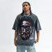 American Style Trendy Brand Blue Pattern Washed Vintage Head Print Short Sleeve T-Shirt Unisex Pure Cotton Loose_viptrois.com