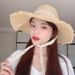 New Spring/Summer Fresh Foldable Lafite Grass Woven Straw Beach Big Eaf Protection Sun visor Hat Korean Edition with_viptrois.com