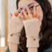 Winter Warm Half Finger Flip Knitted Gloves For Boys And Girls Students Rainbow Writing Cute Gloves_viptrois.com