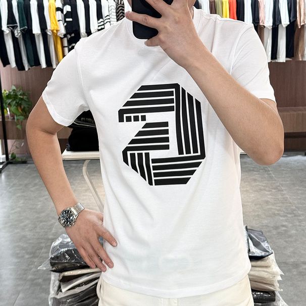 Summer New Cotton Men's Fashion European Version Breathable Knitted T-shirt Youth Summer High-end Short Sleeved Top_viptrois.com