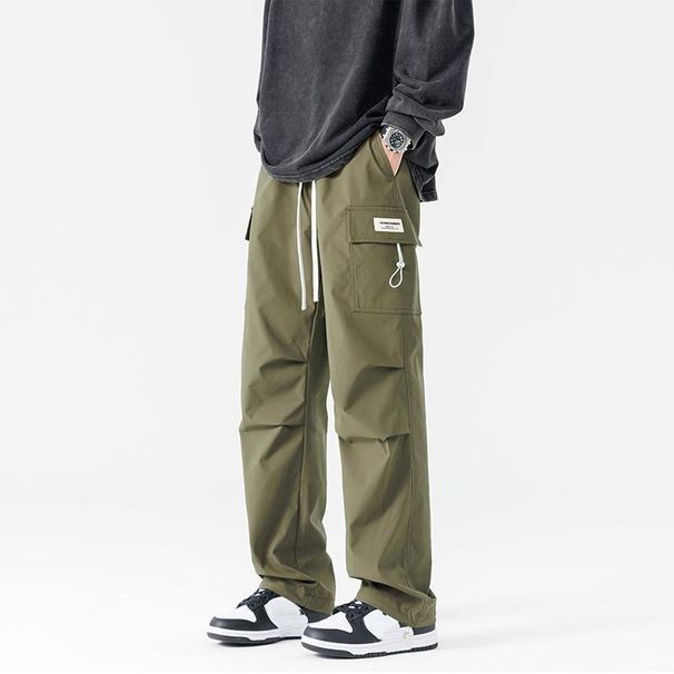 Men’s Utility Cargo Pants – Oversized Streetwear Trousers With Adjustable Waist & Multi-Pockets (Black/Grey/Khaki/Army Green)_viptrois.com