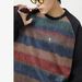 Retro 、Color-Block Crewneck Sweatshirt Oversized Drop-Shoulder Unisex Pullover With Gradient Stripes & Stretch Cuffs (M-XXL, Black)_viptrois.com