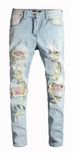 Men's Distressed Patchwork Jeans – Slim Fit Stretch Denim (Streetwear, Casual, Ripped & Embroidered, S-3XL)_viptrois.com