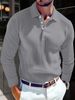 2025 New Style European And American Men's T-shirt, Knitted Lapel, Business Button, Fitted Long-sleeved Polo Shirt_viptrois.com