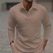 Men's Slim Fit Long Sleeve Polo Shirt With Textured Knit Fabric, Breathable & Machine Washable For Casual & Sporty Look_viptrois.com