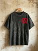 230g Vintage Washed Men T-Shirt Red Intertwined Double A Heart Shaped Monogram Print Short Sleeve Crew Neck Streetwear Top_viptrois.com