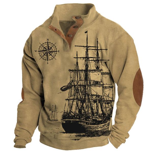 New Cross Border Long Sleeved Sweatshirt Fashionable D Printed Men S Loose And Comfortable Buckle_viptrois.com