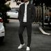 Men's Waffle-Knit Workwear Set - Solid Color Button-Up Shirt Jacket With Utility Pants, Casual Lounge & Streetwear Outfit_viptrois.com
