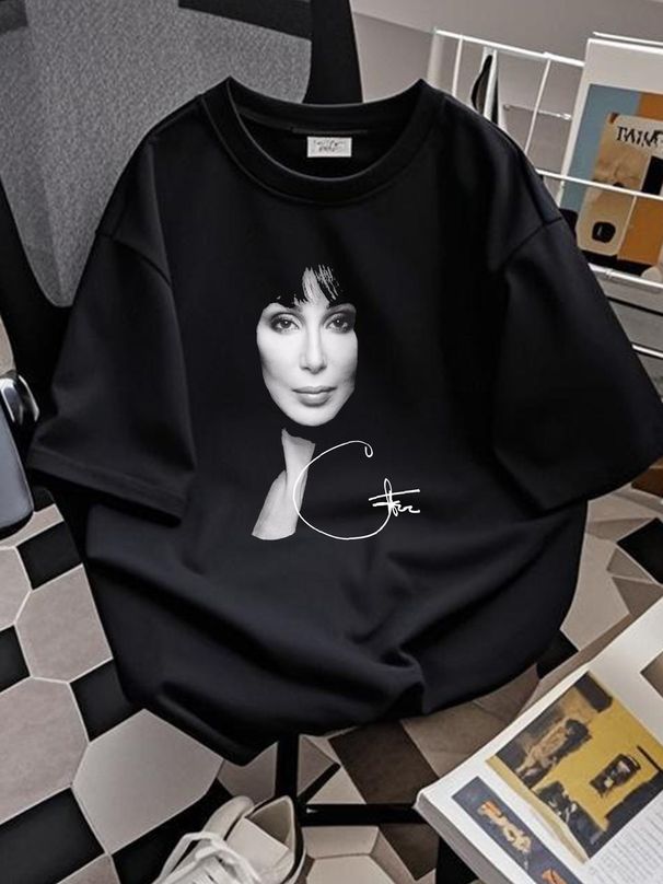 Inspired Cher Signature Cotton Black Men T Shirt S To 5XL Gift For Fans PM378 Stretched Designer Clothes Streetwear Homme Summer Graphic Soft_viptrois.com