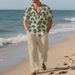Men's Clothing Hawaiian Shirt And Pants Set Short Sleeve Casual Beach Outfit With Coconut Print Lightweight Polyester Vacation Travel Wear_viptrois.com