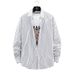 Men's Korean Style Striped Long Sleeve Shirt – Casual Cotton Shirt With Trendy Patterns (Black/White/Navy, M-5XL)_viptrois.com