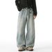 Men's Clothing Men's Autumn New American High Street Loose Straight Leg Trousers With Cat Whisker Distressed Washed Jeans_viptrois.com