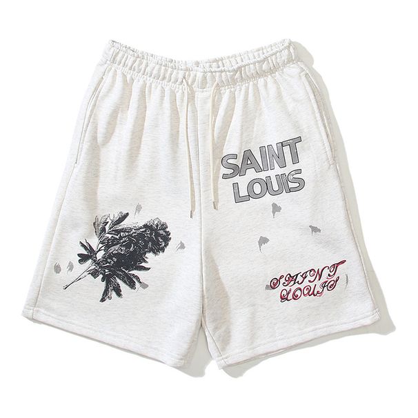 Men's Clothing Fashion Kanye's Niche Comic, Cartoon, Graffiti, Hand Drawn Rolled Edge Shorts, Casual Five Point Guard Pants_viptrois.com