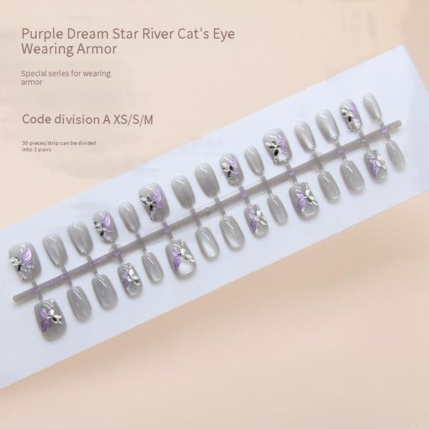 Beauty & Health Handmade Prefabricated Three Dimensional Flash Diamond Fantasy Purple Butterfly Cat Eye Ins Style Nail Art 30 Pieces_viptrois.com