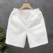 Versatile White Casual Shorts For Men, Summer Thin Capri Pants_viptrois.com