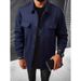 Men's Clothing Solid Color Casual Fleece-Lined Shirt Jacket, Lightweight Windproof Open-Front Cardigan With Spread Collar, Relaxed Fit Urban Outerwear_viptrois.com