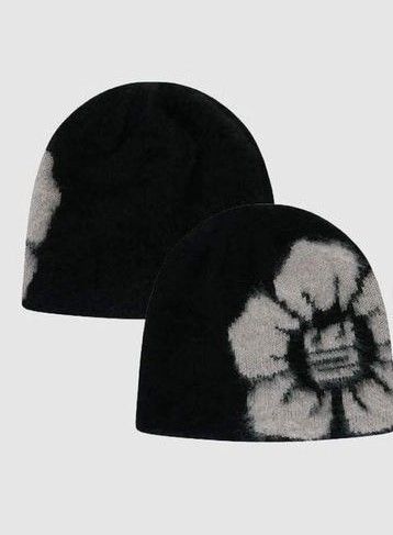 Women's Hats Flower Warm Knitted Hat Autumn And Winter Jacquard Men And Women Retro Street Personality Face Small Pullover Hat_viptrois.com