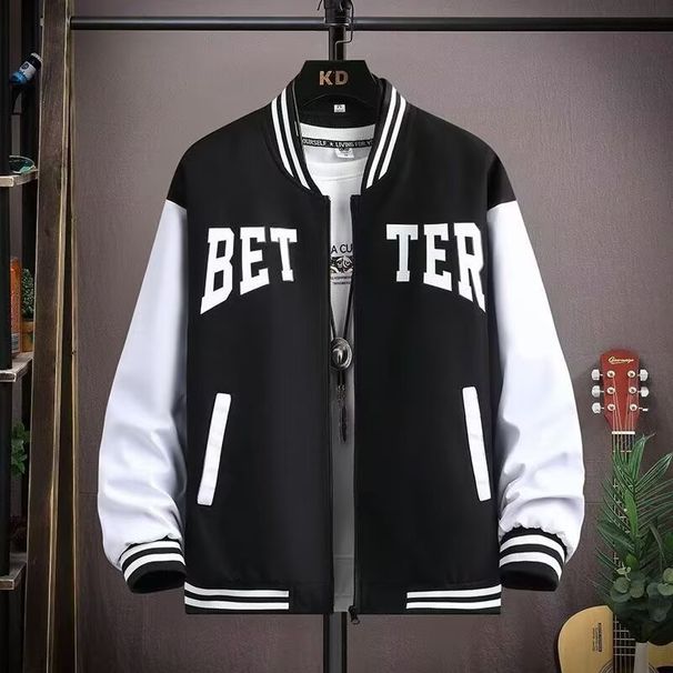 American Splicing Jacket Jacket Men's Casual Versatile Baseball Jersey American Contrasting Jacket Men's_viptrois.com