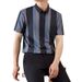 Summer Ice Silk Seamless Short-sleeved Vertical Striped Polo Shirt Men's Business Casual Elastic Non-ironing Quick-drying Half-sleeved Lapel T-shirt_viptrois.com