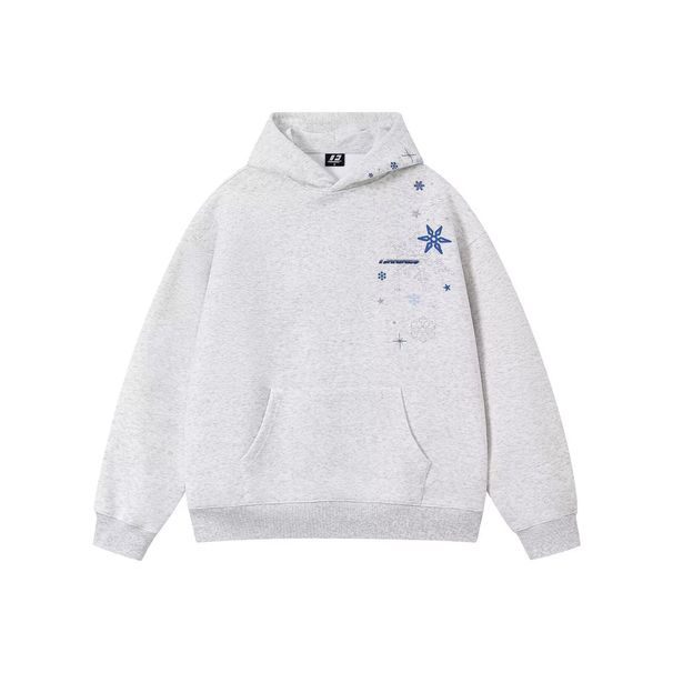 High Street Snowflake Embroidered Hooded Sweatshirt, New Warm And Casual Men's And Women's Couple's Top_viptrois.com