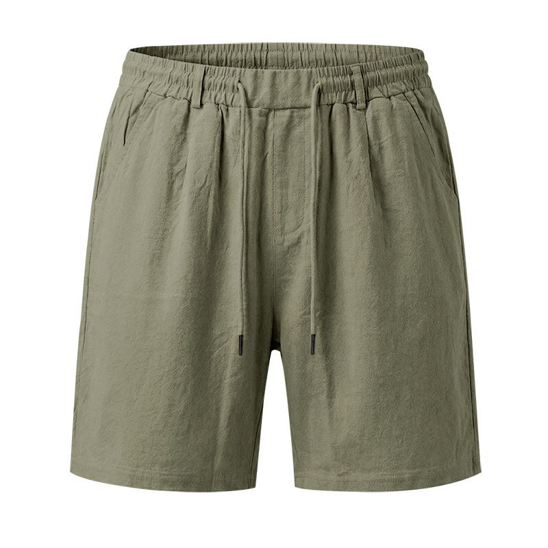 Men's Casual Loose Linen Shorts Summer Simple Commuting Sports Beach Five Point Bottoms_viptrois.com