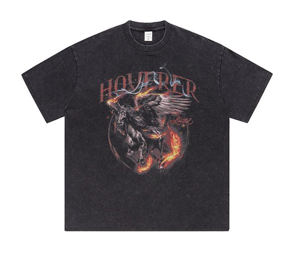 Men's Clothing Men's European And American Hip Hop Loose Short Sleeved Retro Original Printed Round Neck Top Street Long Sleeved Trendy Brand_viptrois.com
