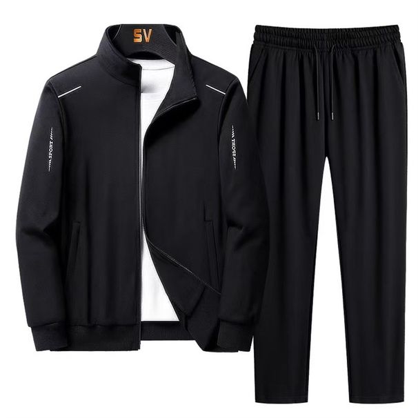 2026 Fashion Tracksuits Youth/Men Stand Collar Long Sleeve Zipper Jacket + Sweatpants 2 Piece Casual Loose Sport Sets M-8XL_viptrois.com