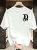 3 Pack Premium Men's Abstract Hollow D Letter Tiny Figure Printed T-Shirt, Heavy Cotton Crew Neck Casual Tee Luxury Summer Essential Black White Grey_viptrois.com