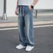 Men's Clothing Men's Autumn 3D Bamboo Joint Retro Blue Washed Jeans, Loose Fit Casual Pants, Versatile Extended Straight Leg Pants_viptrois.com