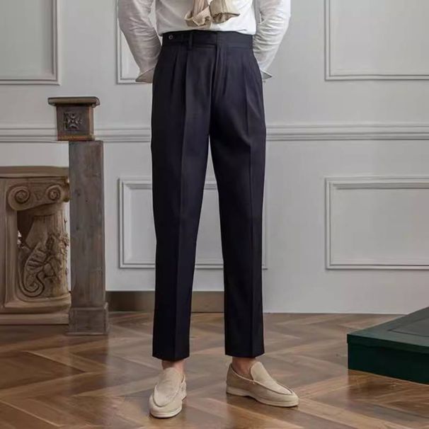 Men's Clothing Spring And Summer Casual Trousers For Men Paris Buckle Straight Business Trousers Naples Non Iron Versatile Suit Trousers_viptrois.com