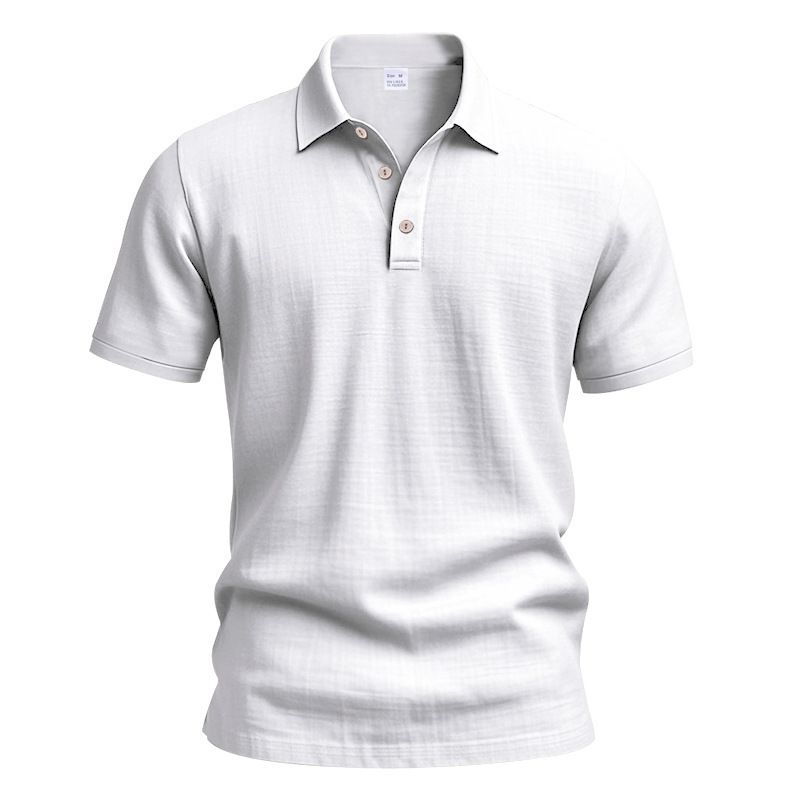 65/5000 2026 Men's Summer Button-down Solid Short-Sleeved Half-Button Loose-Weave Breathable Casual Commuting Polo Shirt_viptrois.com