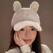 Cute Rabbit Ears Duck Tongue Women's Autumn and Winter Warm Lamb Plush Baseball Versatile Face Showing Small Hat_viptrois.com