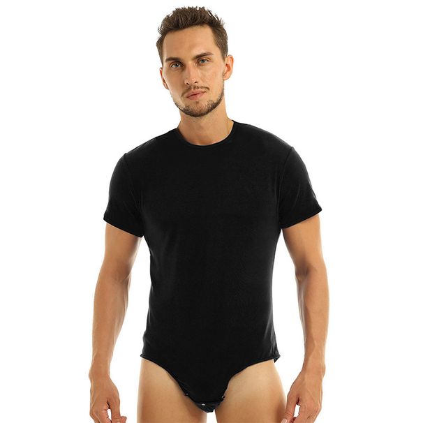 2023 foreign trade new short-sleeved round neck button jumpsuit men's breathable jumpsuit home pajamas wish_viptrois.com