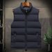 Unisex Quilted Work Vest – Reversible Stand Collar Jacket, Polyester Cotton-Filled Utility Vest For Outdoor & Casual (Black/Dark Green/Navy, M-6XL)_viptrois.com