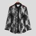 Men's Clothing Breathable Lace Long Sleeved Mesh Shirt Transparent Fashion Party Sexy Mesh Shirt_viptrois.com
