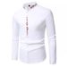 Men's Embroidered Casual Shirt – Long Sleeve Stand Collar Button-Up Shirt | Breathable Cotton Blend For Spring & Fall_viptrois.com