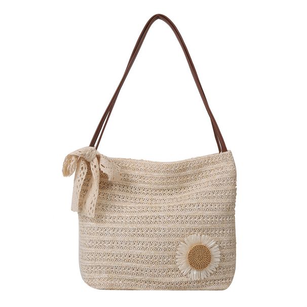 Women's Tote Bags Sunflower Grass Woven Tote Bag, Single-shoulder Bag, Fashionable And Trendy Vacation Woven Women's Bag_viptrois.com
